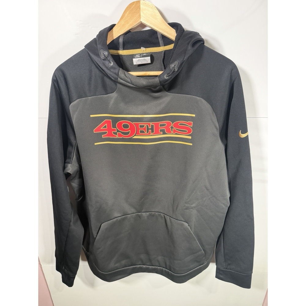 Nike San Francisco 49ers Hoodie Large Therma Fit NFL On Field Pullover Black